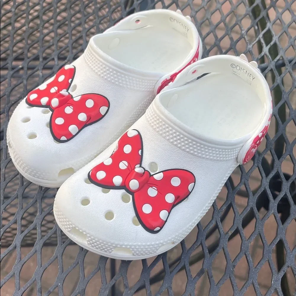 CROCS KIDS DISNEY MINNIE MOUSE CLASSIC CLOG Sandals Red Polka Dot Bow Size 11